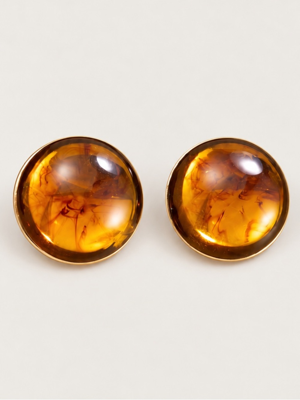 New! Amber Round Statement Earrings NWOT